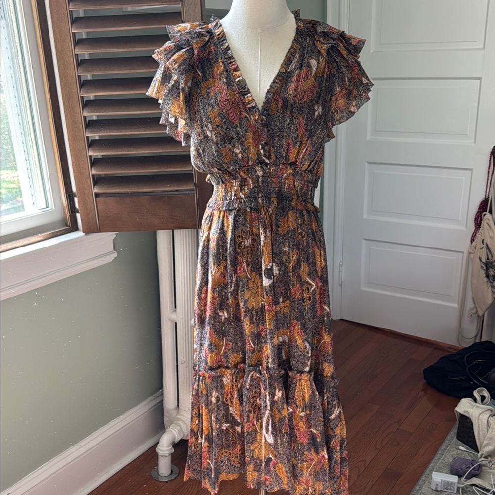 NWT Ulla Johnson Ruffle sleeve midi Dress